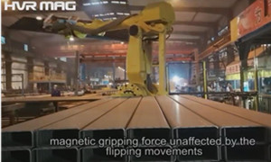 Robot que Manipula Espacios en Blanco de Vigas en H de Acero con Pinza Magnética